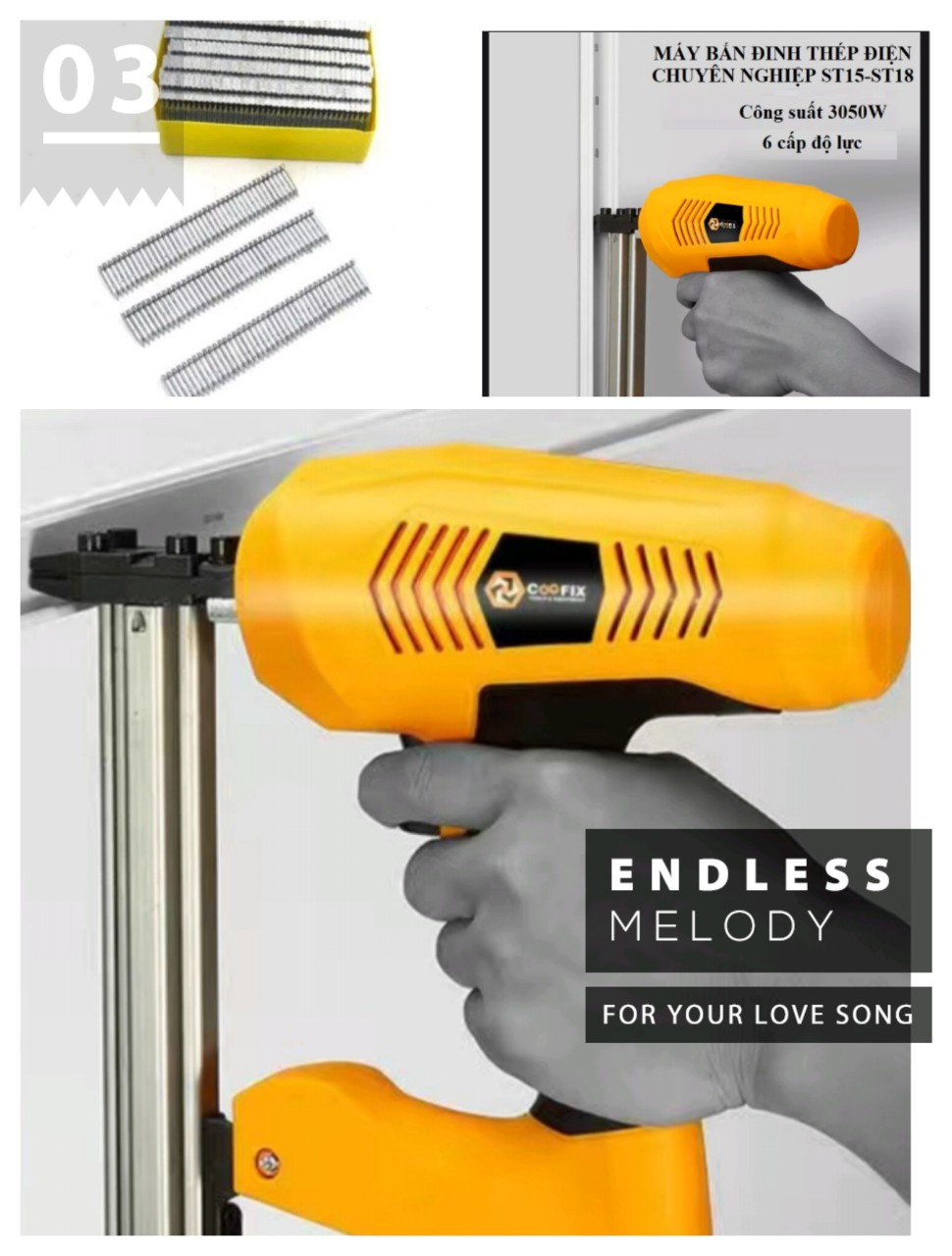 [HCM]Máy bắn đinh tường làm nẹp điện + tặng kèm 2 hộp đinh ST15