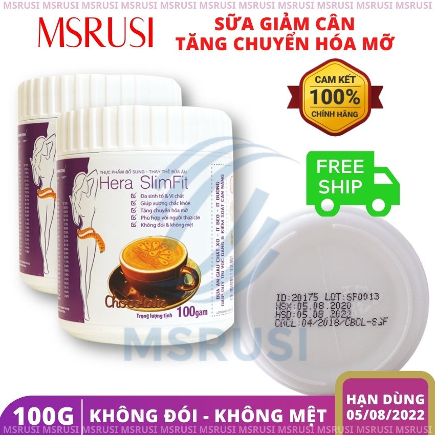 Combo 2 hộp Sữa Giảm Béo Khoa Học Không Mệt - Không Mất Nước - Hera SlimFit 100gr - Giảm Mỡ Thừa - Giảm Cân An Toàn Hiệu Quả [Kèm HDSD + 01 thước dây + Quà tặng]- MSRUSI