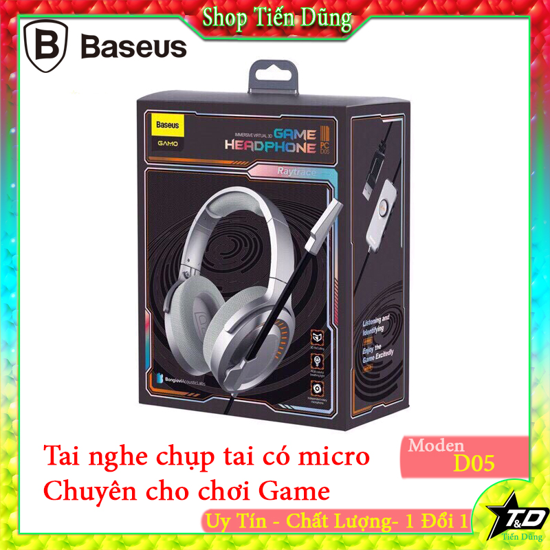 Tai nghe chụp tai có dây chơi game chuyên dụng PUBG Baseus & Bongiovi Gamo D05 Âm thanh vòm 3D - HD Micro
