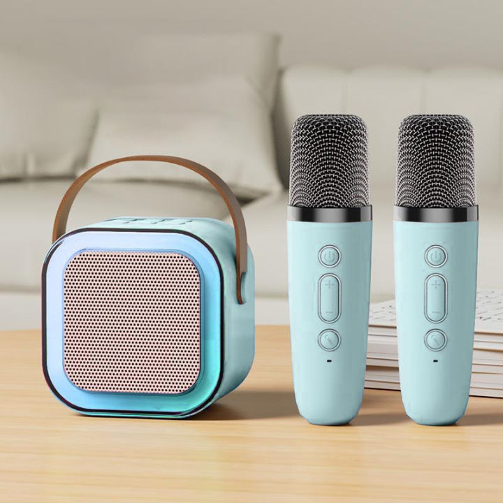 Loa bluetooth mini cao cấp tặng kèm 2 mic - bộ loa kèm mic hát karaoke bluetooth cao cấp chính hãng giá tốt
