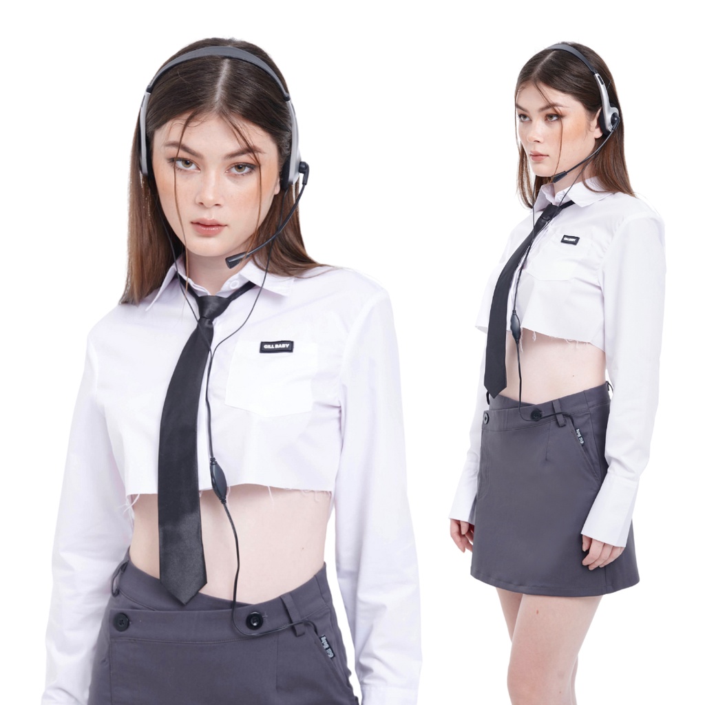 GILL BABY | Áo sơ mi croptop kèm cà vạt đi chơi đi quẩy sexy cool ngầu