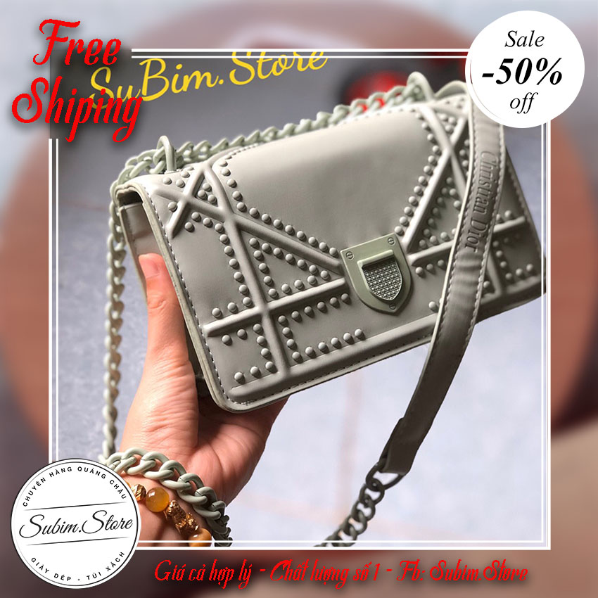 Túi chữ D đinh tán dây cùng màu túi size mini-túi đeo chéo, túi đeo chéo nữ, túi xách nữ-Dây cùng màu túi, dây da pha xích, size 18-SuBim.Store