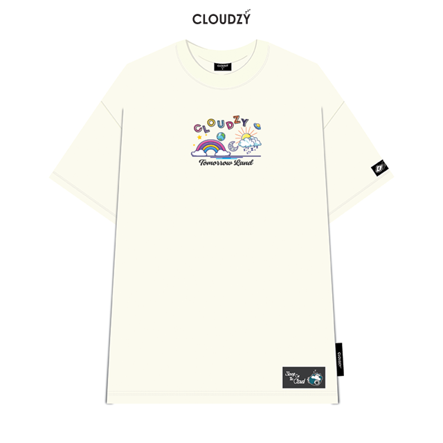 Áo thun nữ nam unisex tay lỡ phông localbrand CLOUDZY form rộng teen cổ tròn trắng oversize TOMORROW