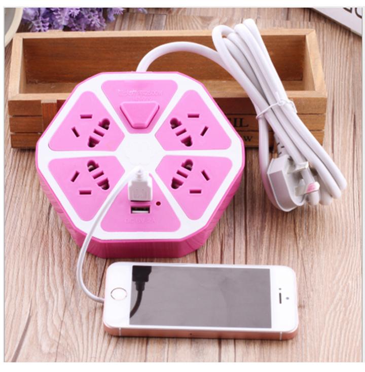 Ổ cắm điện có cổng usb đa năng hình lục giác độc đáo - ổ cắm điện - ổ điện đa năng loại xịn có cổng gắn usb sạc điện thoại