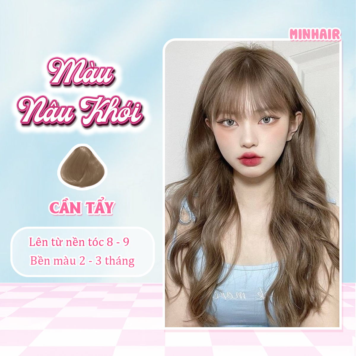 Thuốc nhuộm tóc nâu thuốc nhuộm tóc Nâu Khói MINHAIR tặng kèm oxy trợ dưỡng và bao tay
