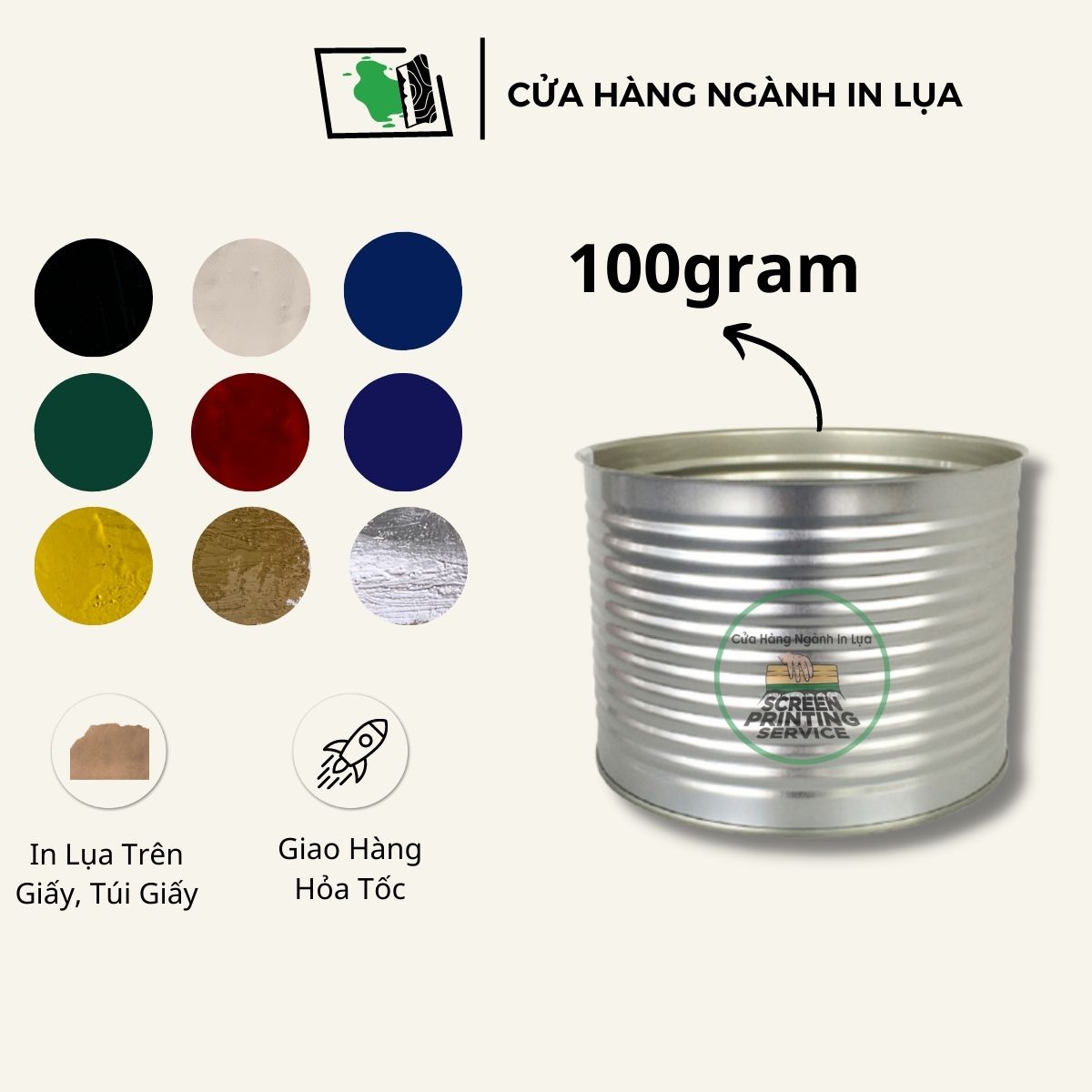 Mực in lụa trên giấy, thiệp cưới, brochure, catalogue loại chậm khô
