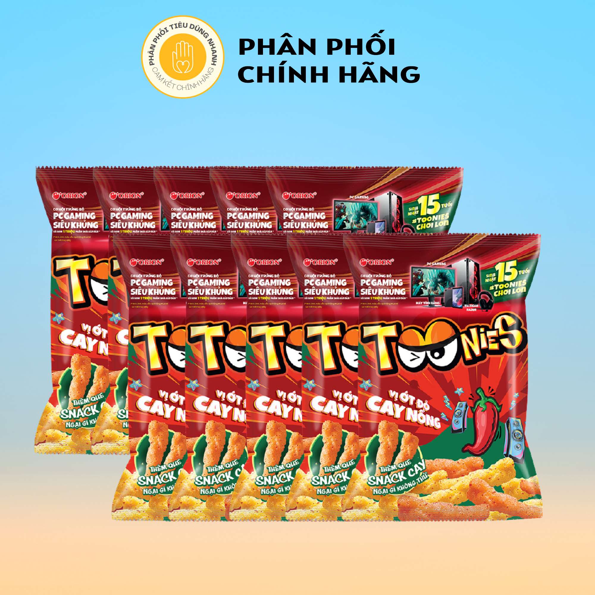 Bịch 10 Gói Bánh Bắp Snack Toonies Thương Hiệu Orion Gói 30g - Vị Ớt Đỏ