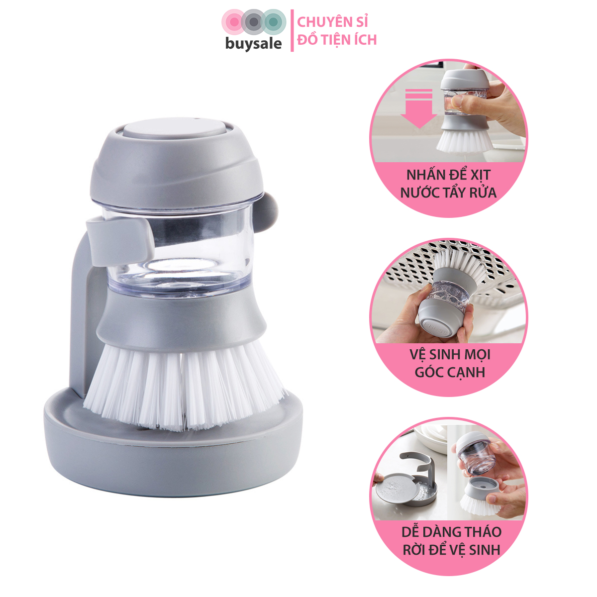 Cọ rửa đa năng, cọ rửa bát đĩa, xoong nồi có bình chứa, xịt nước rửa chén tiện lợi - buysale - BSPK190