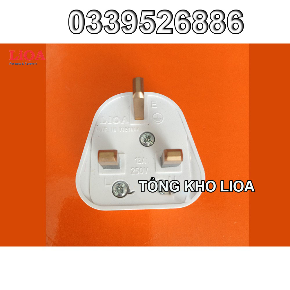 Phích cắm LiOA tiêu chuẩn châu âu kiểu Anh có cực nối đất và cầu chì 13A - PUK