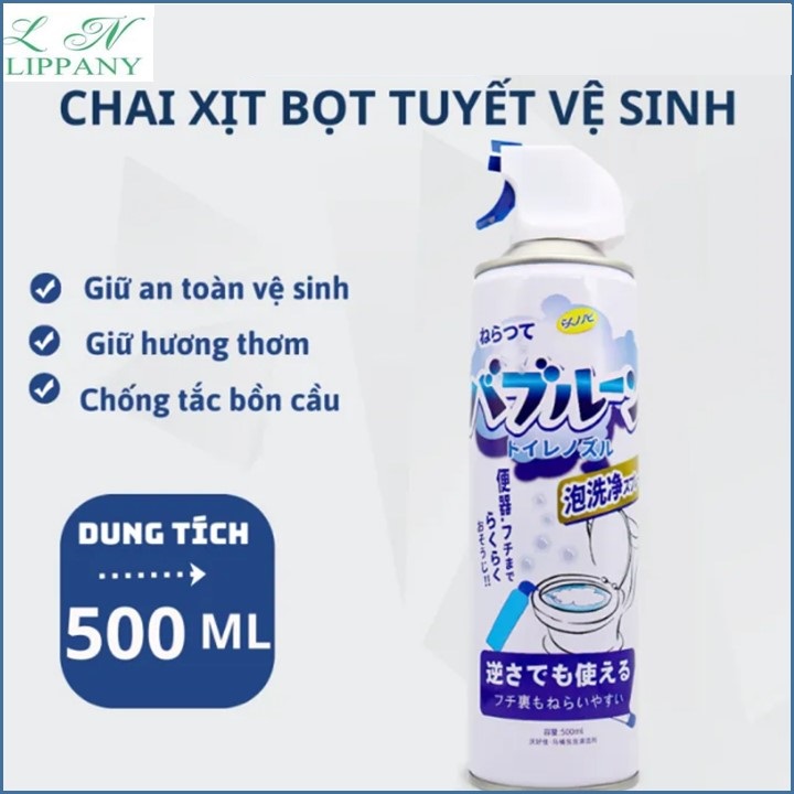 Chai xịt bọt tuyết vệ sinh bồn cầu nhà tắm đa năng bình xịt tẩy rửa toilet loại bỏ vi khuẩn vết ố vàng