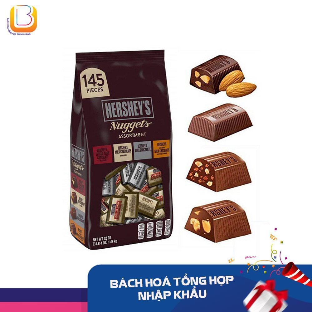 Socola hạnh nhân hershey's nuggets assortment variety pack 1,47kg mỹ