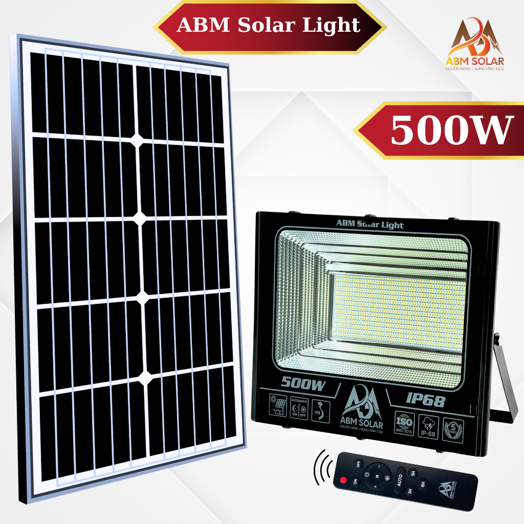 [500W] Đèn Năng Lượng Mặt Trời Nhôm Đúc Nguyên Khối, Công Suất 500w ABM SOLAR