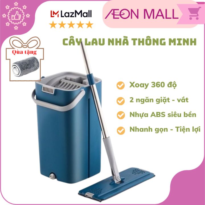 Cây lau nhà tự vắt thông minh chổi lau nhà tự vắt thông minh bộ lau nhà xoay 360 độ cao cấp có kèm thùng
