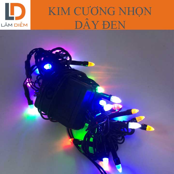 Đèn  led dây chớp nháy đèn trang trí noel tết dài 4m5 kiểu kim cương nhọn