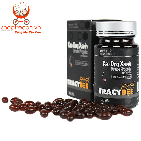 Keo ong xanh - viên uống keo ong xanh sát khuẩn cổ họng tracybee 1 chai 30 viên