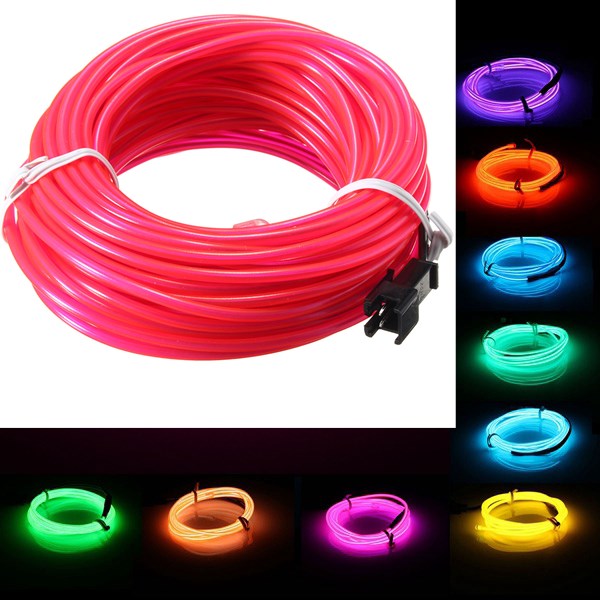 Dây đèn phát sáng EL Wire - Đường kính 5mm - 10 m dây màu đỏ đèn rực rỡ Dây nhảy biểu diễn ánh sáng-SKU-DNEL-va