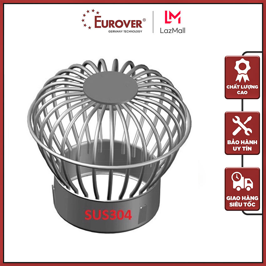 FREESHIP Quả cầu chắn rác thoát nước sàn ban công sân thượng inox 304 phi 60-90-114 Eurover PL-9C inox nhật không gỉ, độ bền cao, bảo hành 10 năm