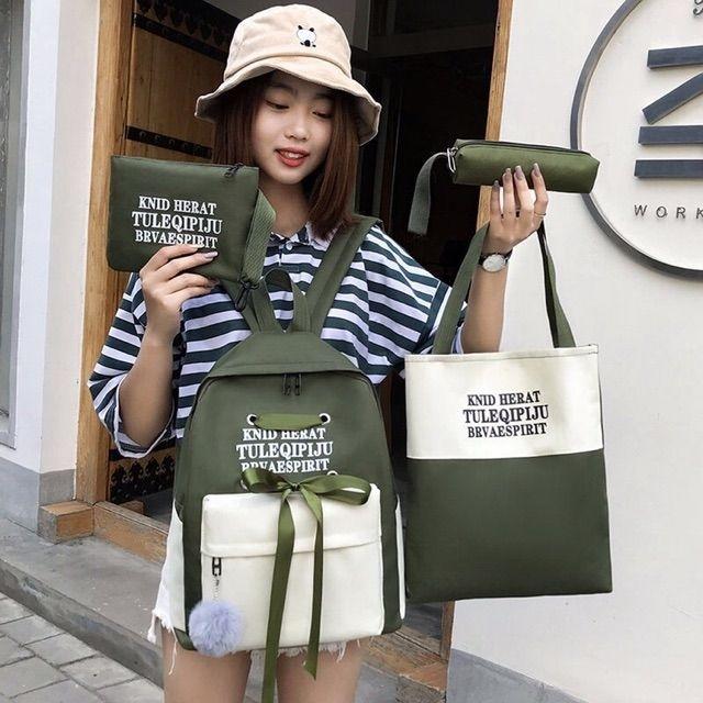 [Xã Kho Giá Sốc] Set 4 Món Balo kèm túi ví thời trang nam nữ siêu hot