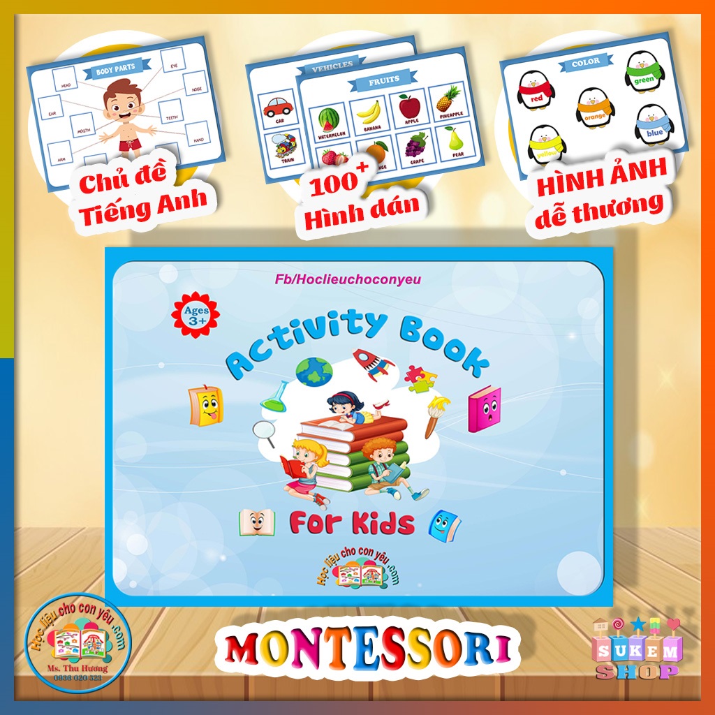 [❤Học liệu montessori ]Học liệu nhận biết cơ bản cho bé từ 2 tuổi, kèm Từ vựng Tiếng Anh, 26 chữ cái Tiếng Anh cho bé !