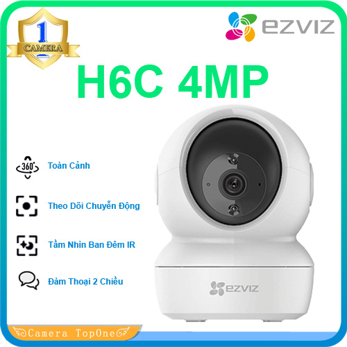 Camera wifi ezviz h6c 4mp - độ phân giải 2k, tầm nhìn ban đêm, đàm thoại 2 chiều, theo dõi chuyển động - camera topone