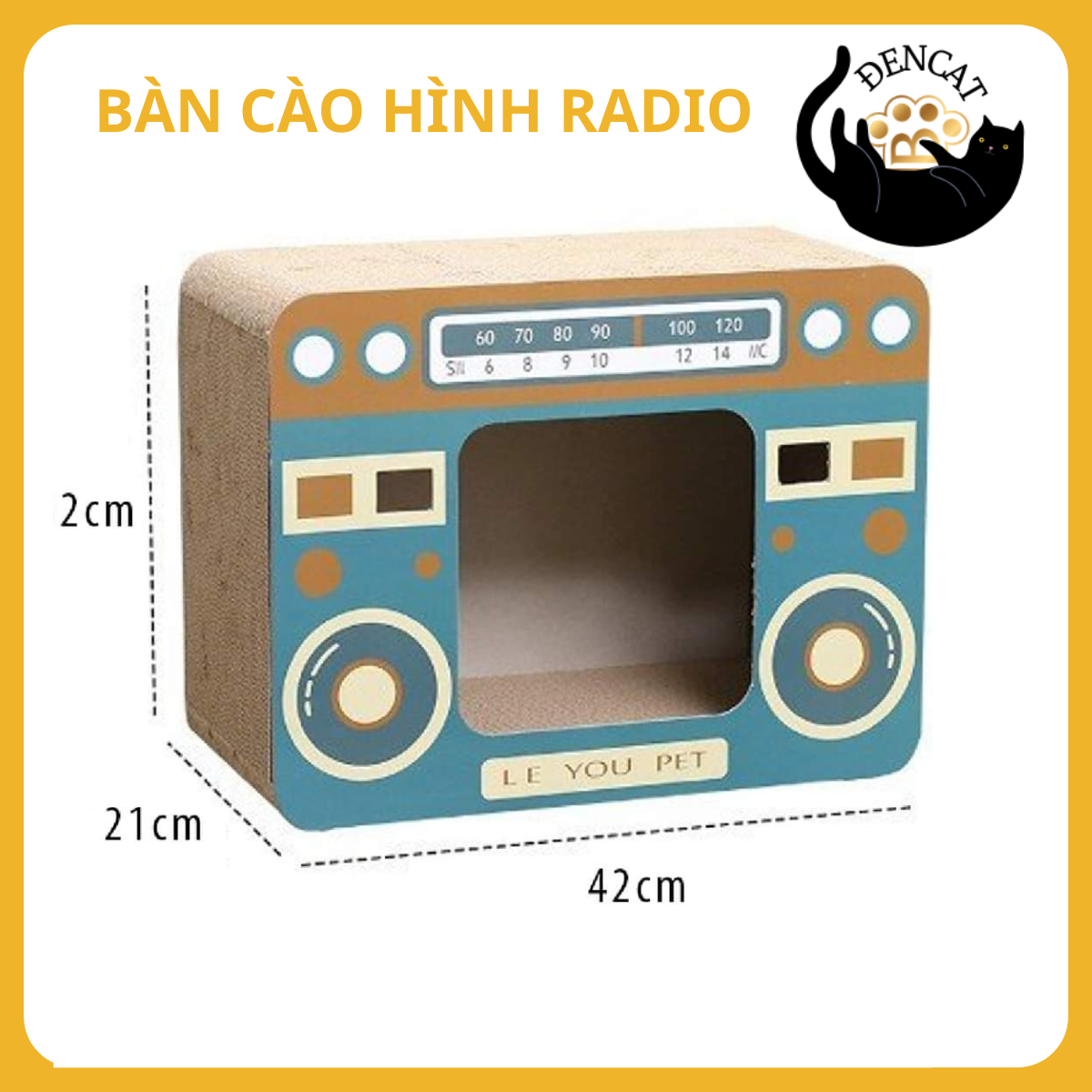 Bàn cào móng kết hợp ổ nằm cho mèo hình radio kích thước 42x21x32