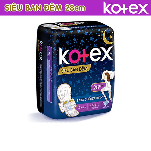 Băng vệ sinh Kotex Siêu Ban Đêm 28cm (4 miếng)