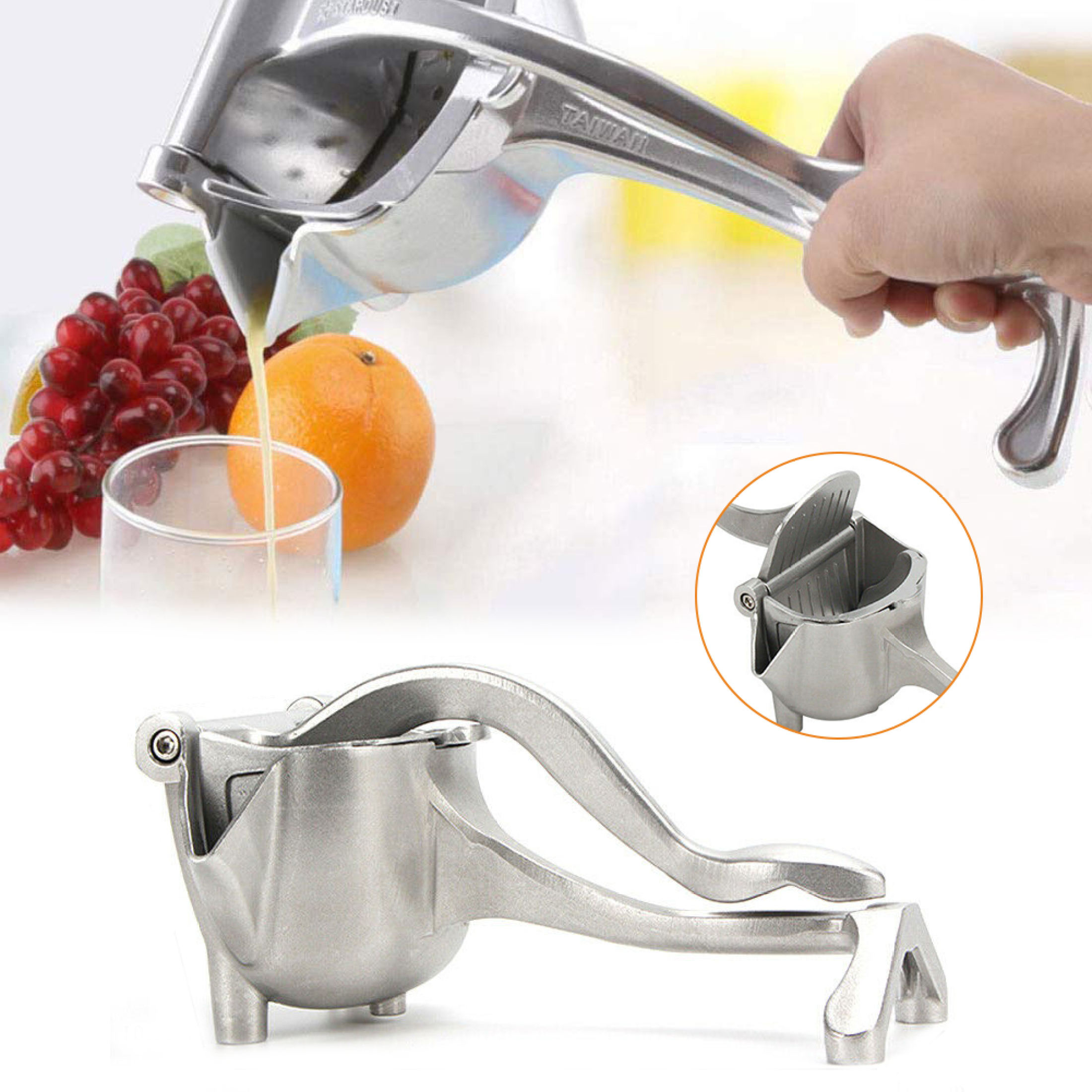 Bộ dụng cụ ép cam bằng tay kim nhômdụng cụ ép rau củ trái cây đa năng.dụng cụ vắt camép nước trái câymáy ép chái cây bằng taythao tác dễ dàng thuận tiện và dễ sử dụng