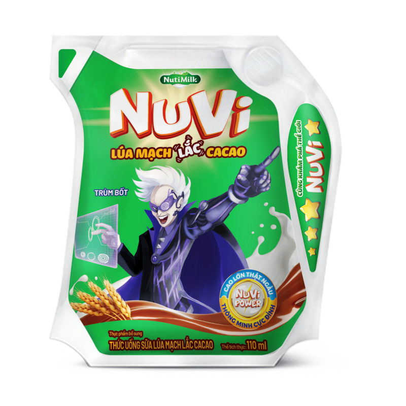 NuVi Sữa Lúa mạch Lắc Cacao túi NuVi Power 110 ml NLLT110TTGT89 - Thương Hiệu NUTIFOOD - TTGT89