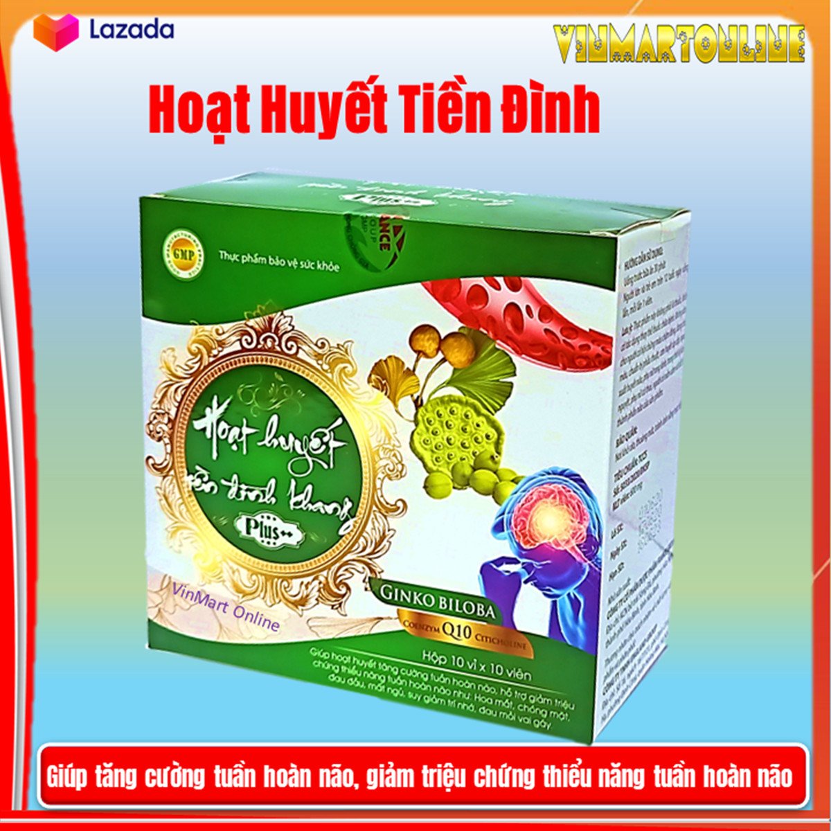 Hoạt huyết tiền đình khang giúp tăng cường tuần hoàn não, hỗ trợ giảm thiểu năng tuần hoàn não, thiếu máu gây đau đầu, chóng mặt, rối loạn tiền đình - vnmart online