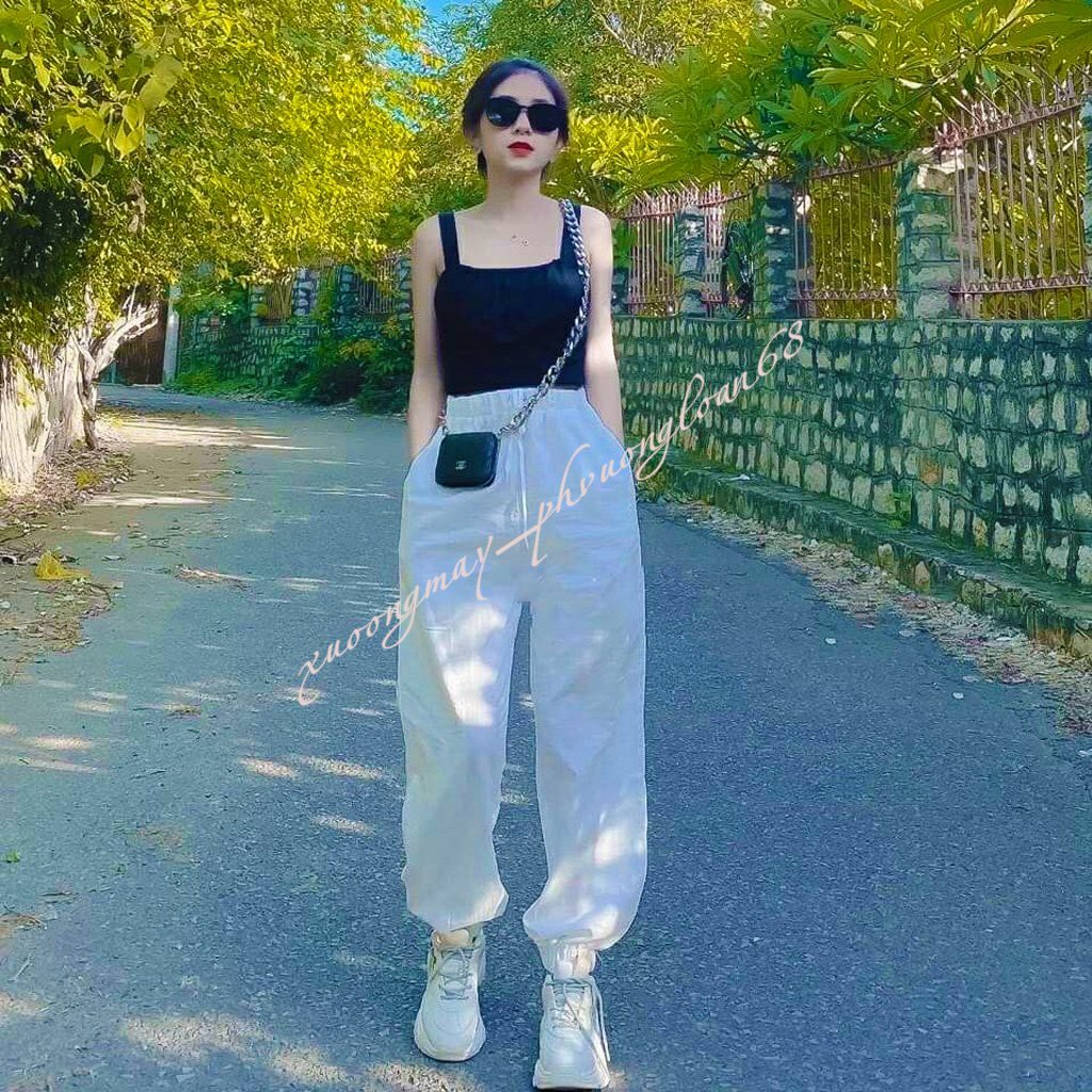 Quần Jogger Nữ Bo Gấu Chất Đũi Tơ Siêu Mát Cá Tính Loại 1