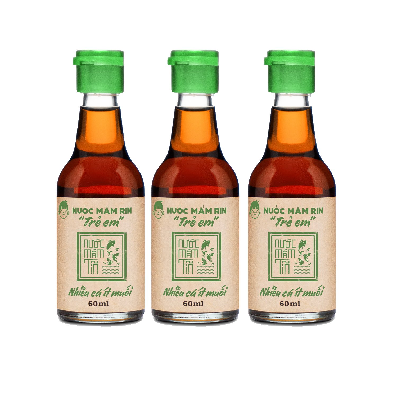 3 chai nước mắm tĩn trẻ em cho bé ăn dặm độ đạm 42n 60ml/chai