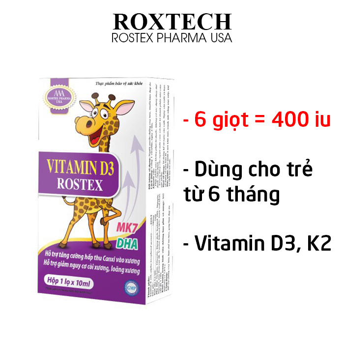 Tinh chất Vitamin D3 K2 MK7 chỉ 6 giọt đủ 400iu giúp chắc khỏe xương răng, tăng cường hấp thu canxi - Chai 10ml