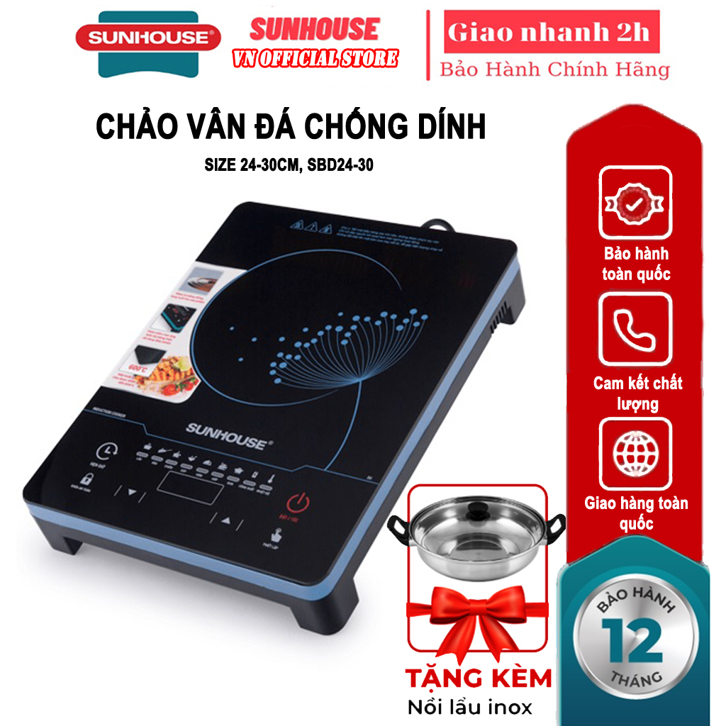 Bếp điện từ cảm ứng Sunhouse SHD6863 (Khuyến mại kèm nồi lẩu) công suất 2200 W