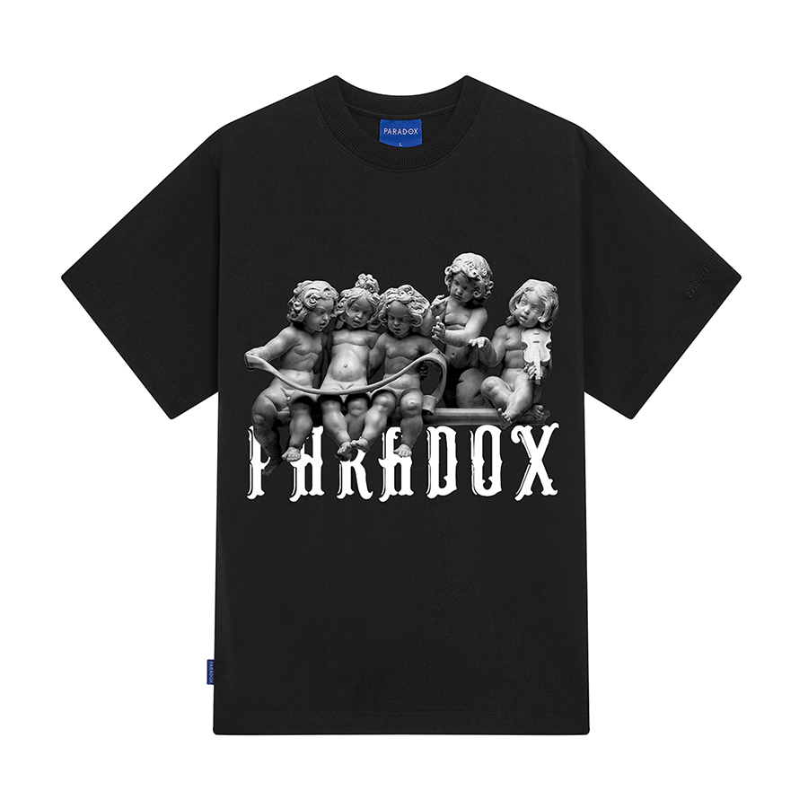 Áo thun form rộng paradox tay lỡ - unisex - in hình - brothers tee - đen, trắng