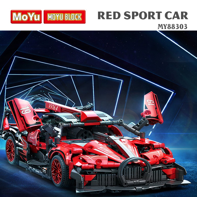 Đồ chơi lắp ráp xe lego technic mô hình xe thể thao red - moyu block 88303