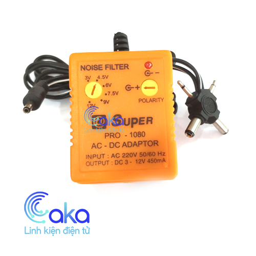 Nguồn adapter đa năng super pro 1080 450ma 3-12v có 6 đầu ra đảo cực