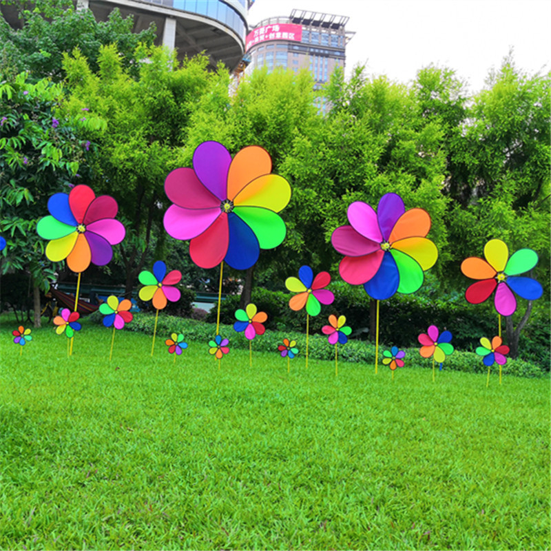 Chong chóng cầu vồng 8 cánh, gọng nhựa, đường kính 30cm