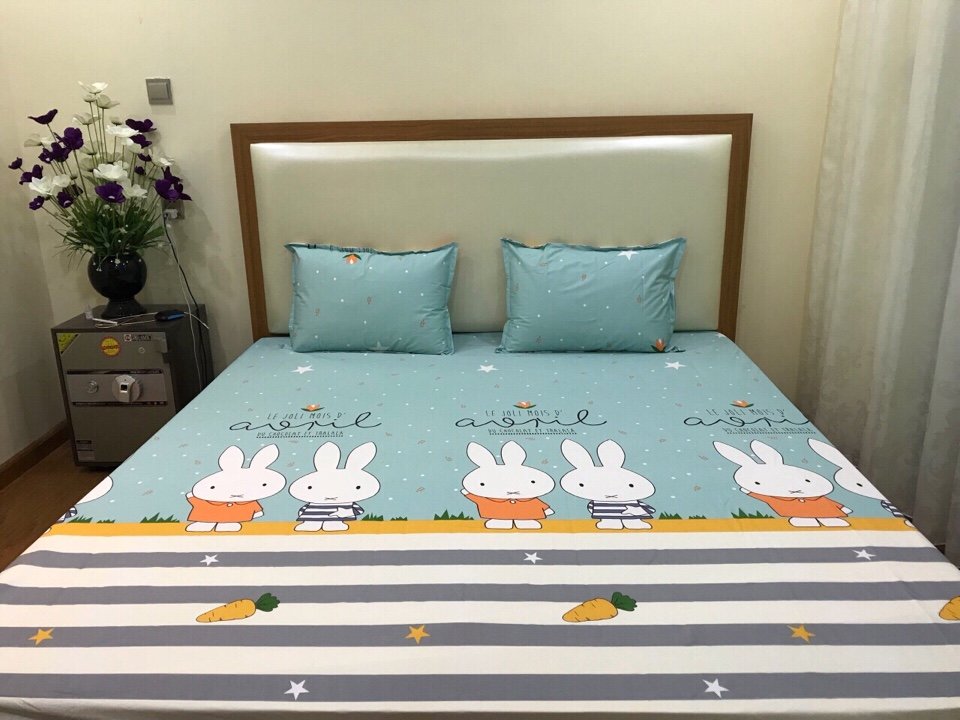 Ga chống thấm Goodmama 100% cotton mẫu Thỏ đôi