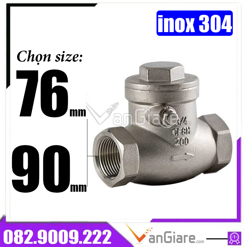 Van 1 chiều lá lật inox 304 phi 76 90 - Van nước 1 chiều inox Đài Loan