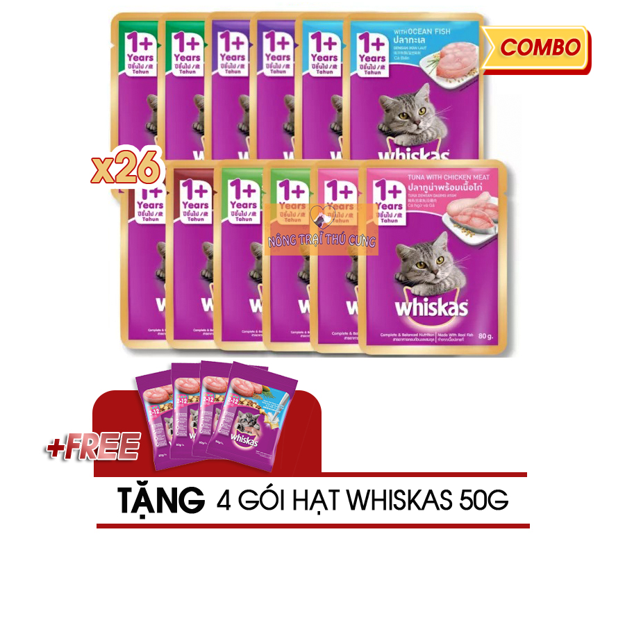 Combo 26 gói pate whiskas 80g mix vị -