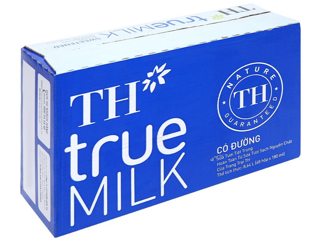 Thùng 48 hộp sữa tươi tiệt trùng có đường TH true MILK 180ml