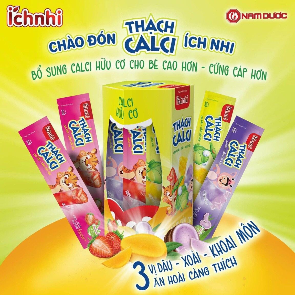 Thạch calci - D ích nhi, hộp 21 gói