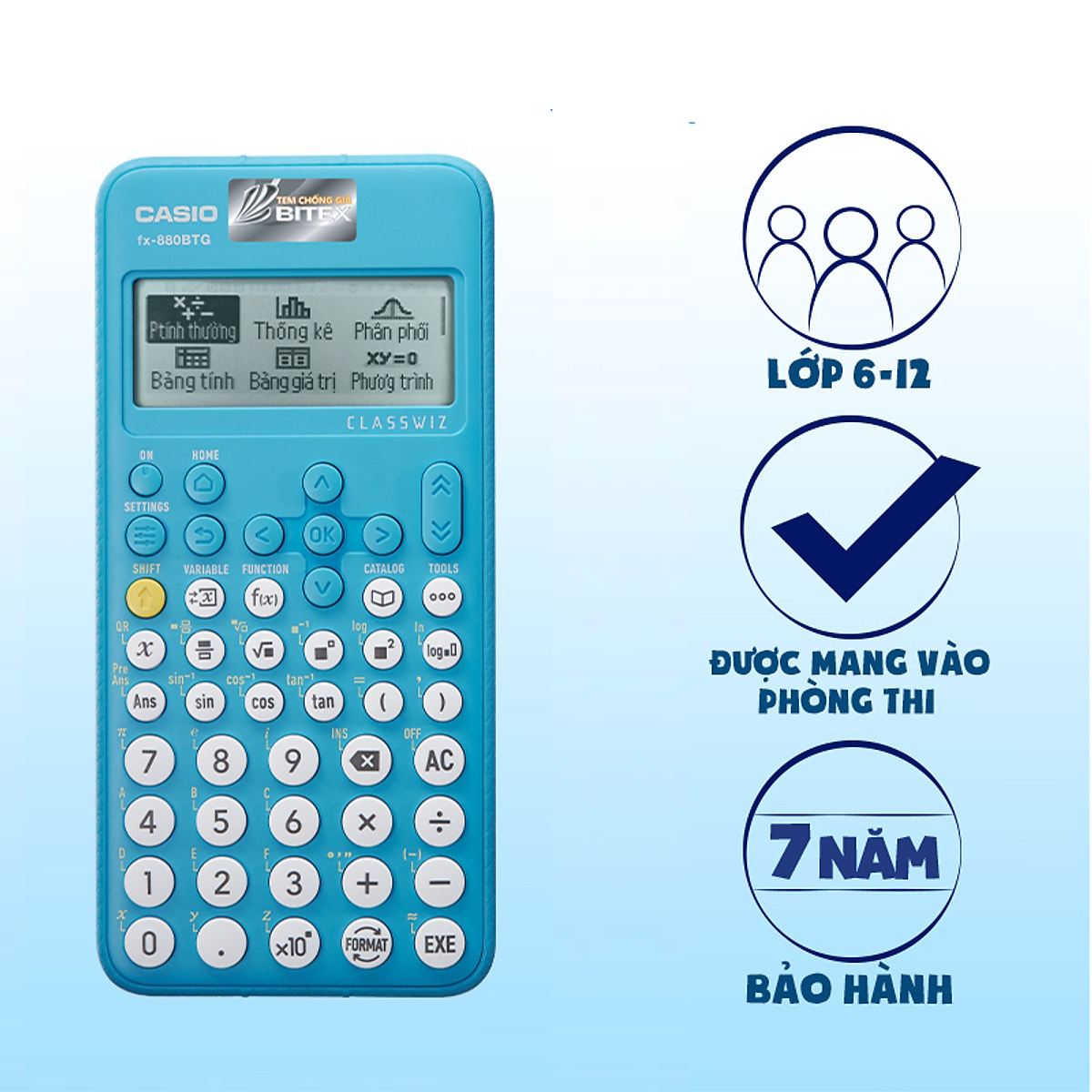 Máy tính casio fx 880 btg - màu xanh