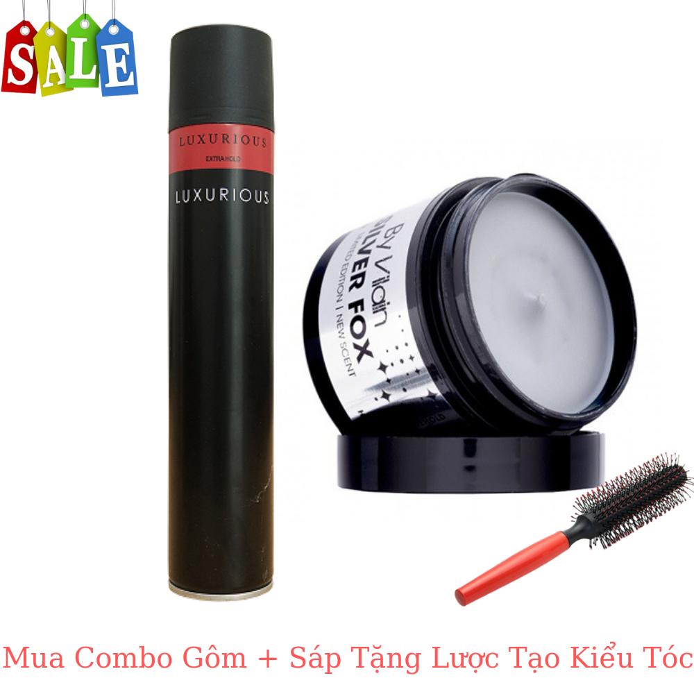 Combo gôm + sáp byvilain fox, gôm xịt tóc luxurious- keo xịt tóc- gôm xịt giữ nếp tóc cho nam nữ 415ml- hương thơm tự nhiên không bết dính- không độc hại- giá hủy diệt- khuyến mại lớn