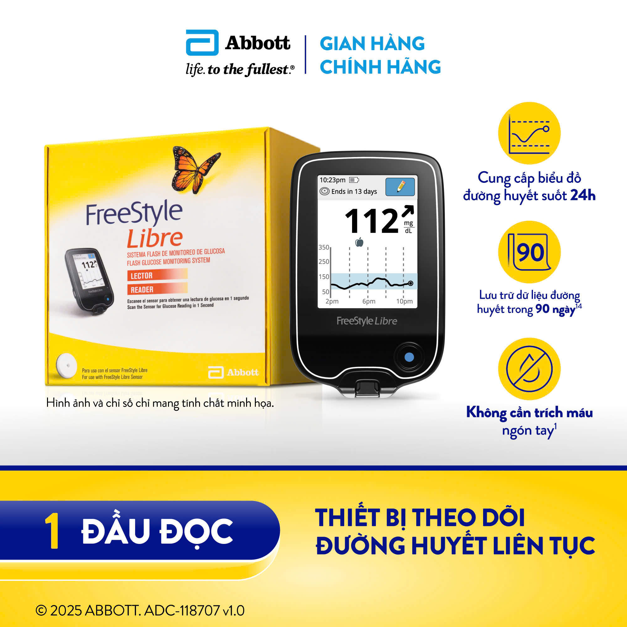  Đầu đọc cầm tay đo đường huyết liên tục FreeStyle Libre  LƯU Ý: Sản phẩm phải được sử dụng cùng với bộ cảm biến FreeStyle Libre  