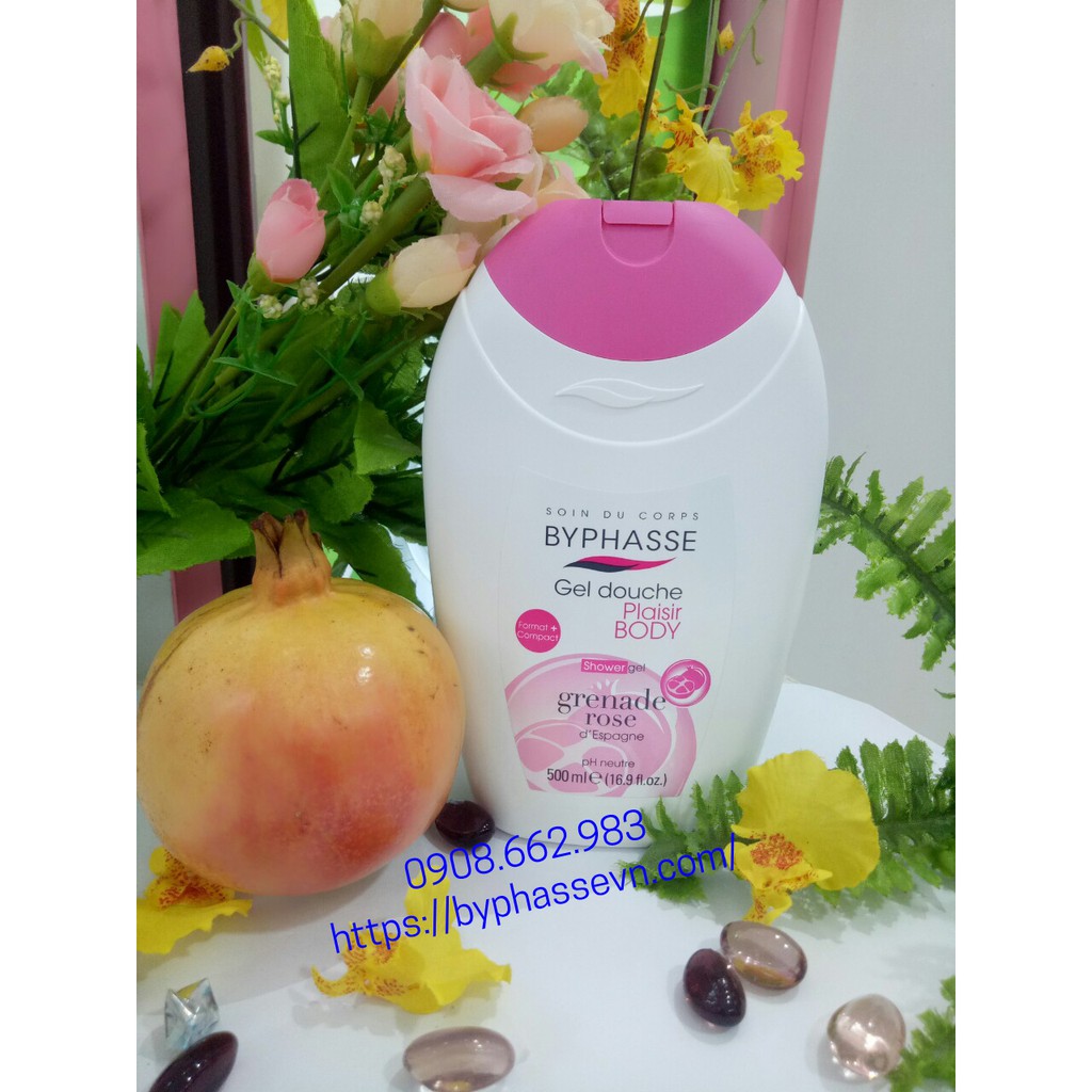 Sữa tắm Byphasse 500ml Hương Hạt Lựu - Grenade Rose