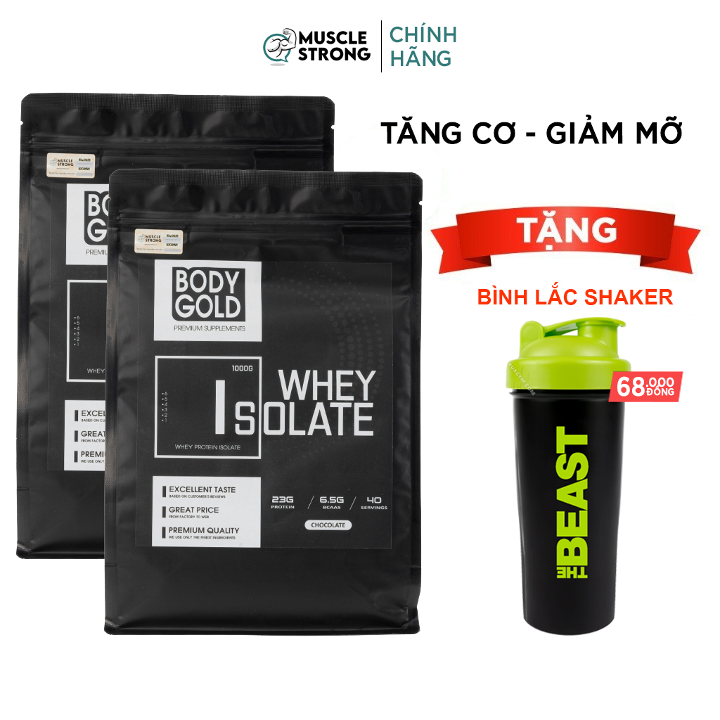 Combo 2 Túi Sữa Tăng Cơ Giảm Mỡ Body Gold Whey Protein Isolate 1kg/túi