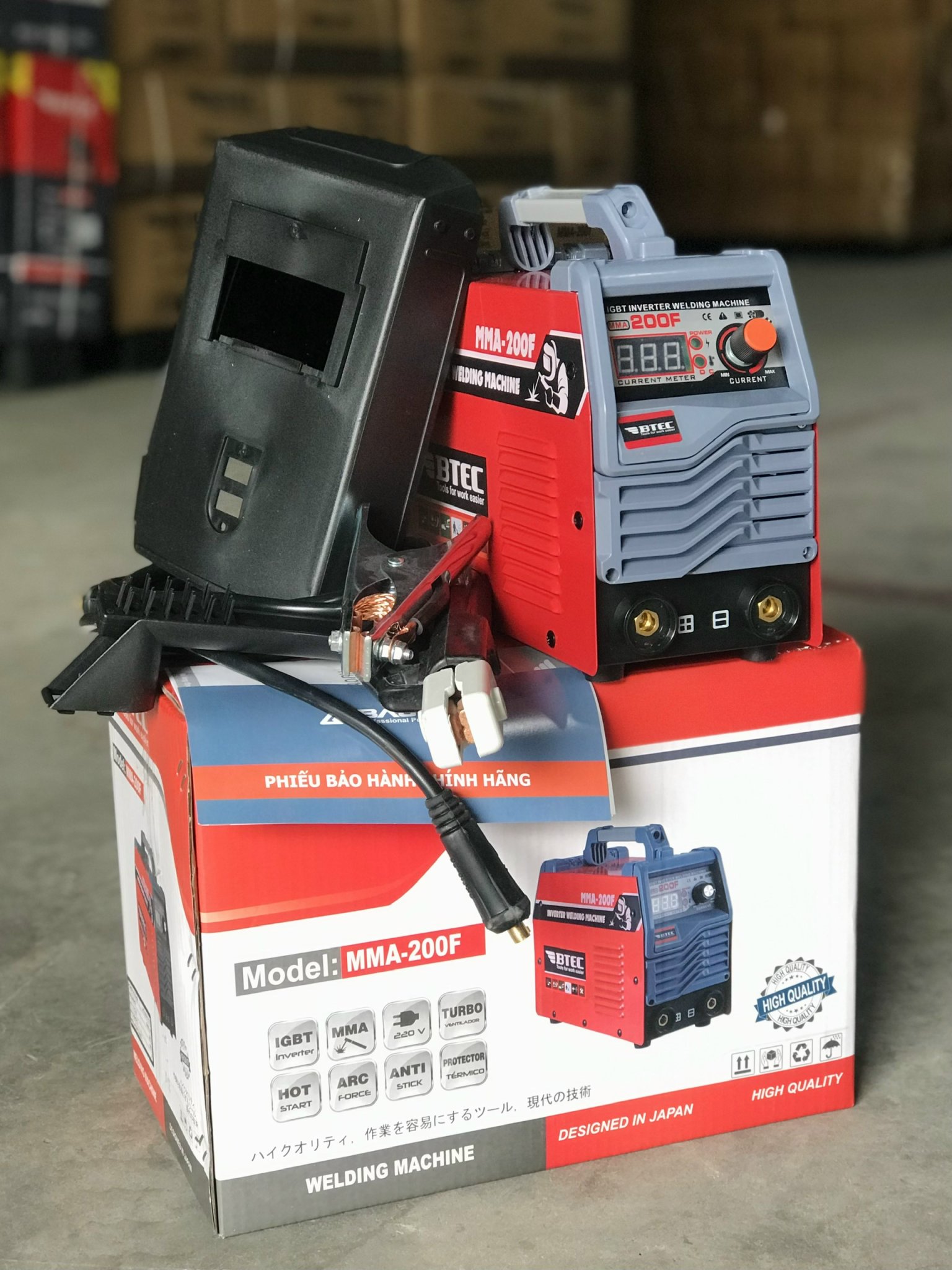 MÁY HÀN MINI ĐIỆN TỬ INVERTER BTEC MMA-200F  ( Có đồng hồ hiển thị dòng hàn ) - MÁY HÀN GIA ĐÌNH