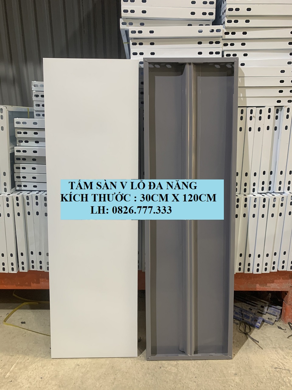 Mâm sàn kệ sắt v lỗ 30cm x 120cm