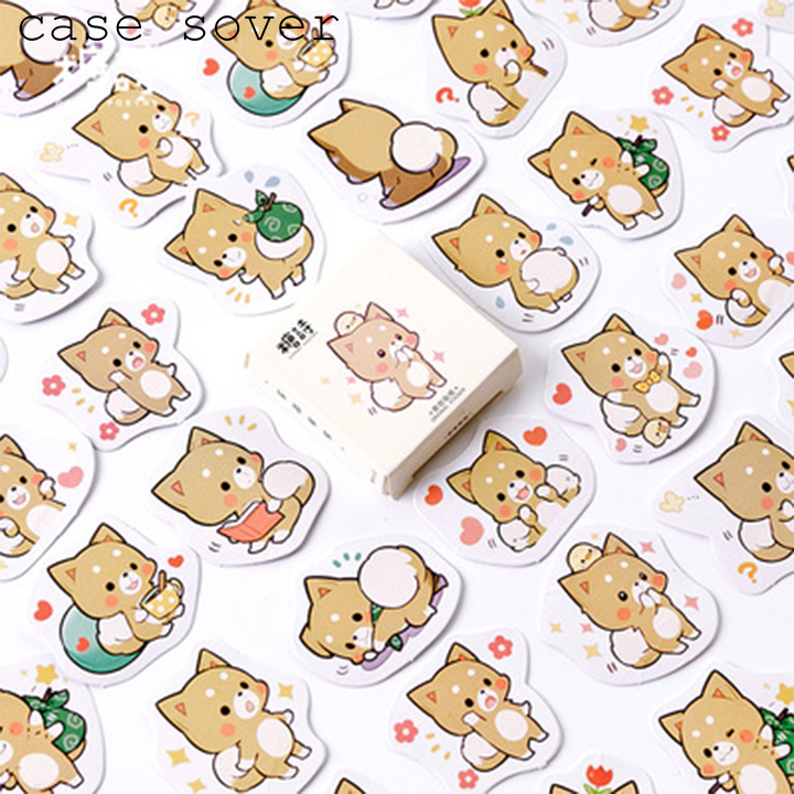 Hộp 45 Sticker Chủ Đề Gấu Chó Đáng Yêu Trang Trí Planner - Case Sover
